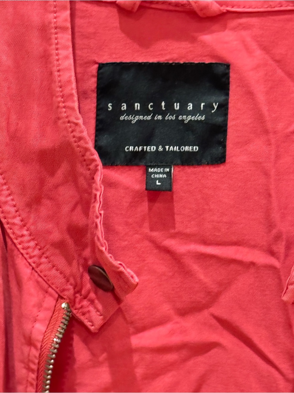 Sanctuary Coral Pink Button & Zip Front Women's Top